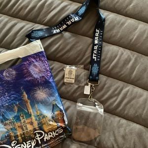 NWT Star Wars Disneyland lanyard with if card holder and star wars pin